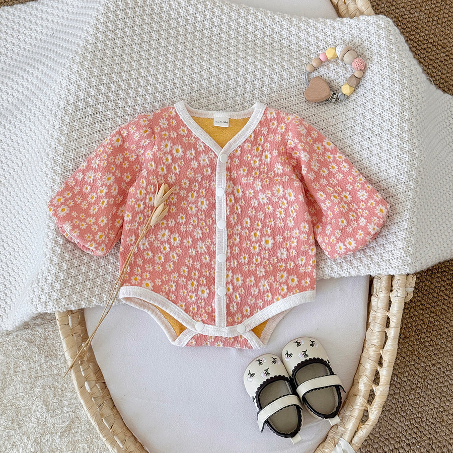 Baby Girls Pink Button Front Cardigan Romper 1-18Months