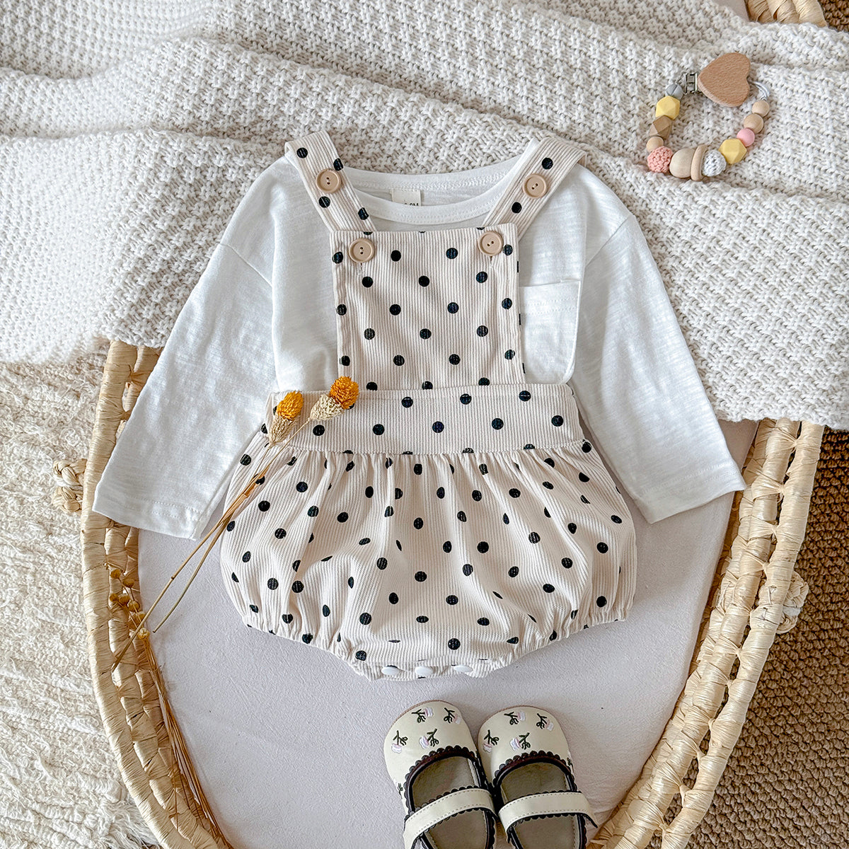 Baby Polka Dot Print Sleeveless Romper Spring Autumn Casual Outfit 0-18 Months Old