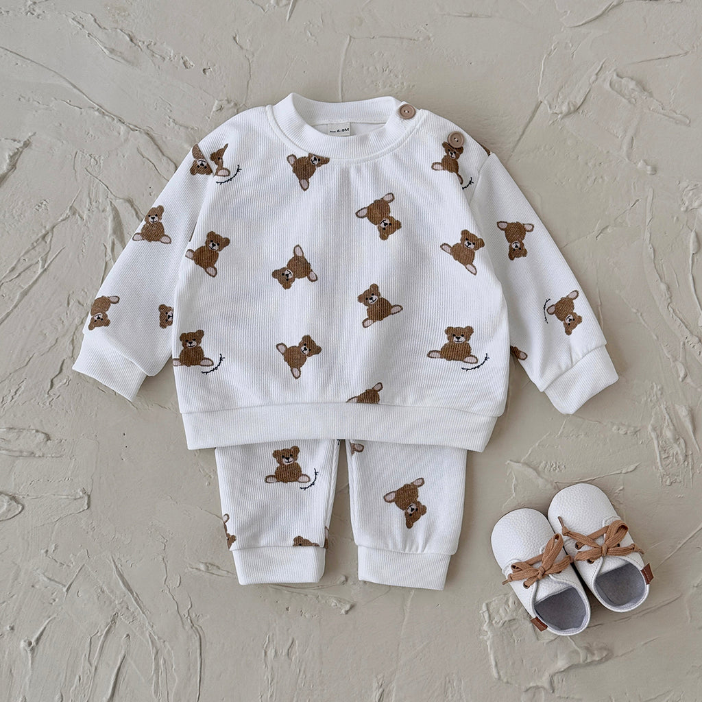 Baby Bear Print Long Sleeve Top and Pants Outfit Set 6Months-3Years