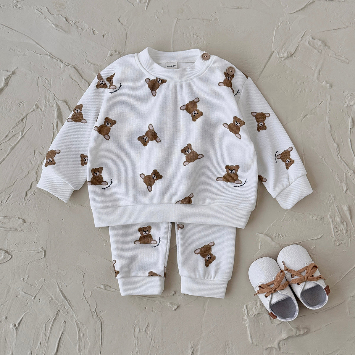 Baby Bear Print Long Sleeve Top and Pants Outfit Set 6Months-3Years