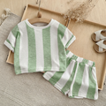 Baby Terry Cloth Striped Tee & Shorts 2Pcs Summer Set