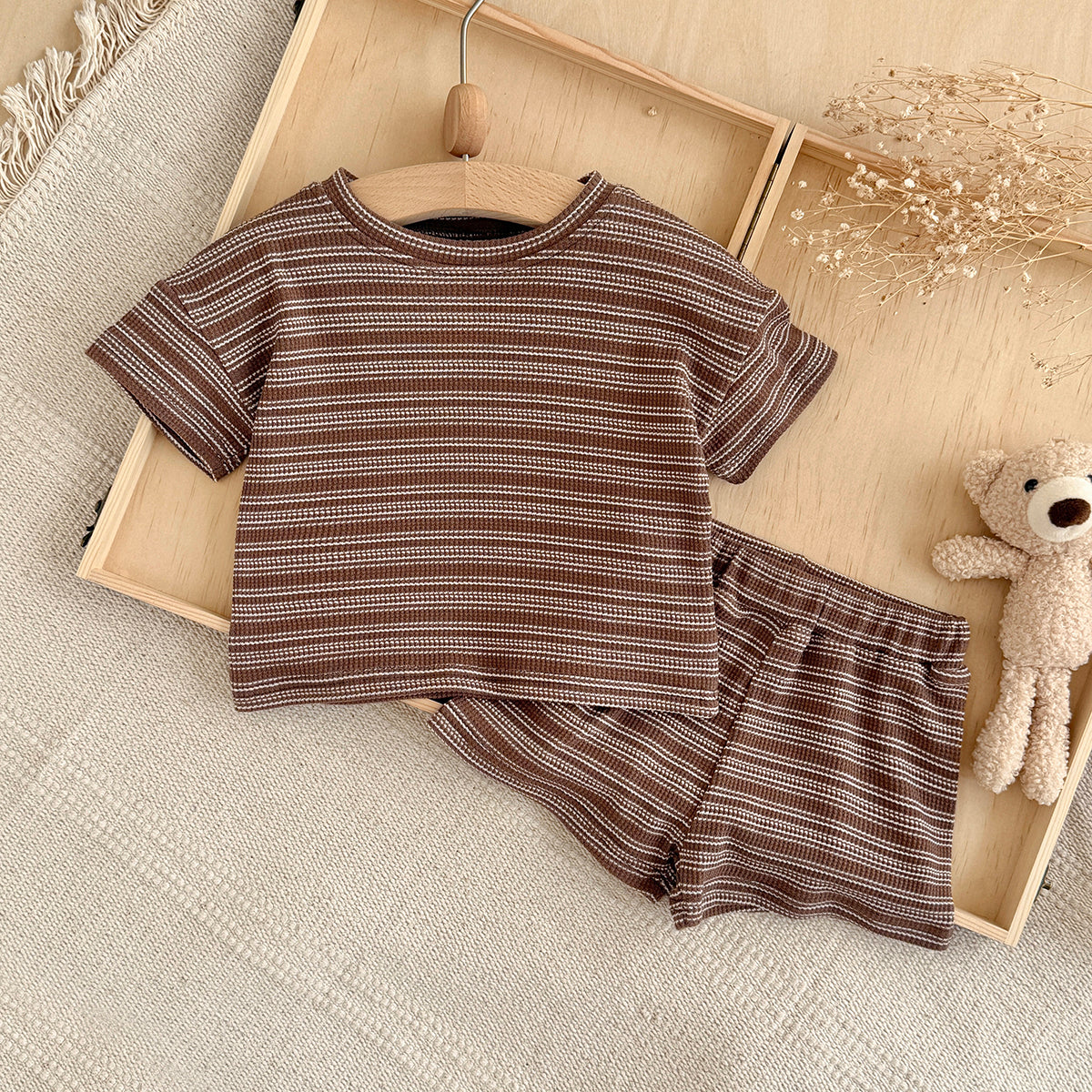 Baby Waffle Striped Short Set