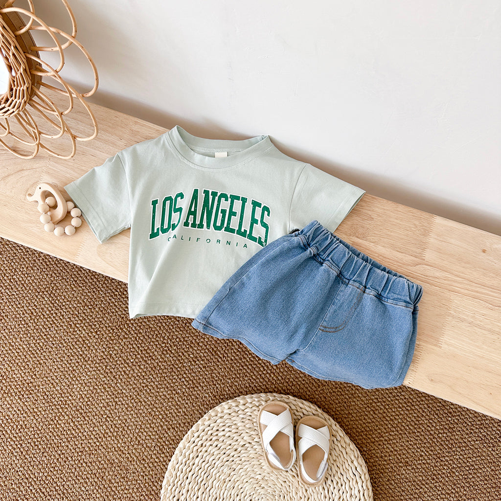 Summer Casual Letter Print Short Sleeve T-shirt & Jeans