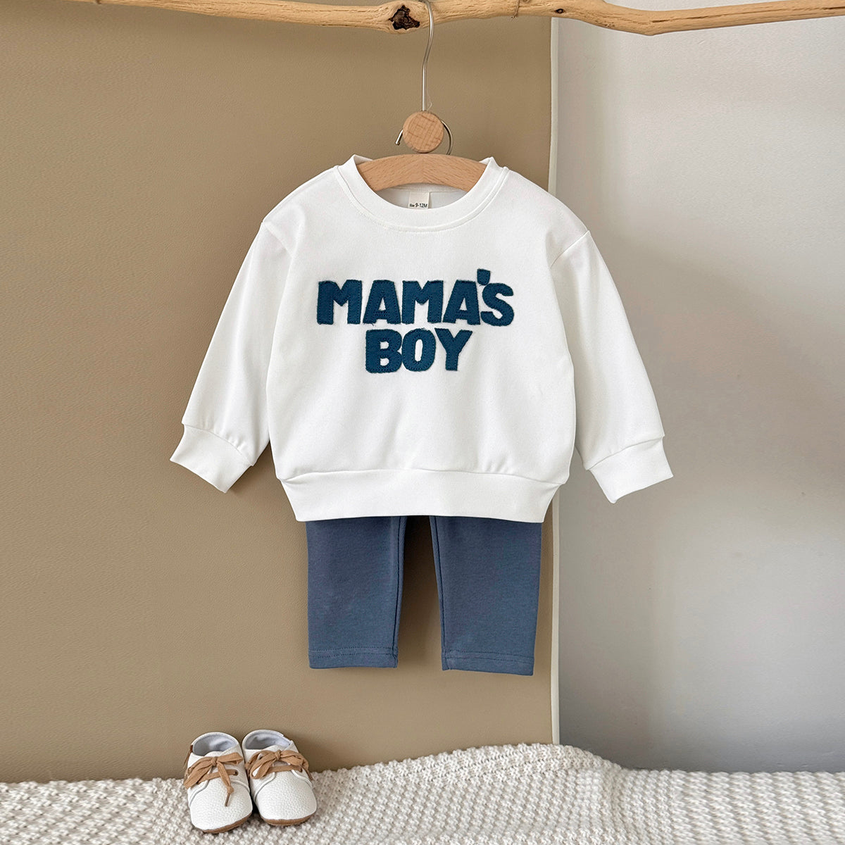3 Colors Baby Boy 2Pcs Outfit, Letter Sweatshirt Pocket Pants Baby Set