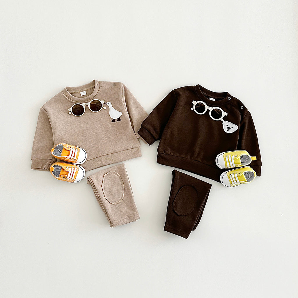 Neutral Baby Animal Pattern Sports Set 1-3 Years Old
