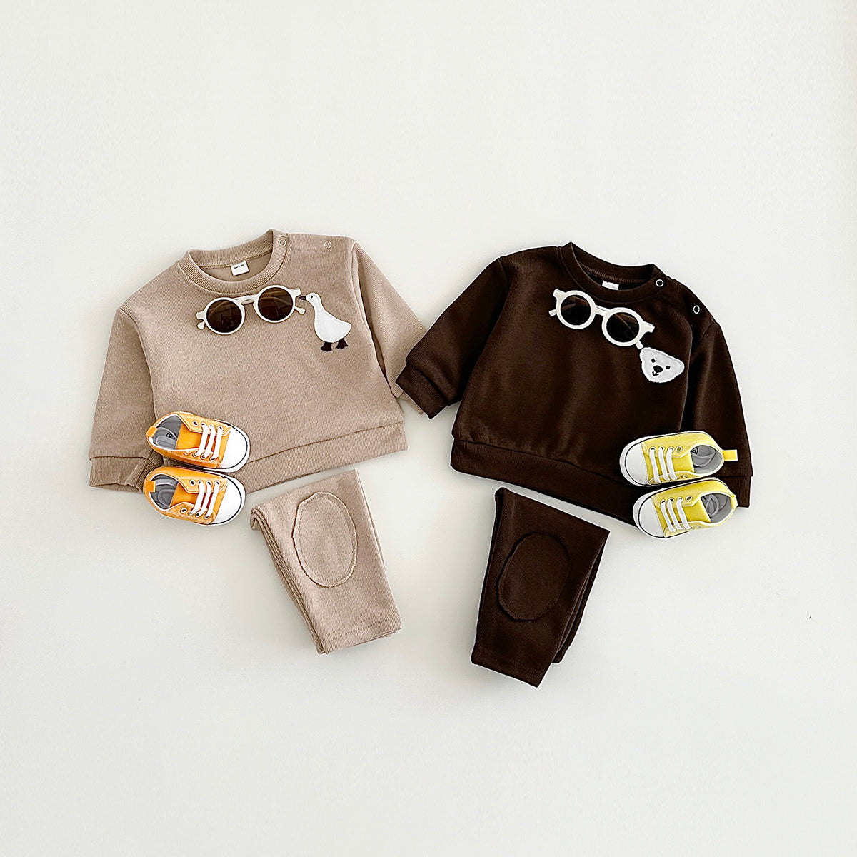Neutral Baby Animal Pattern Sports Set 1-3 Years Old