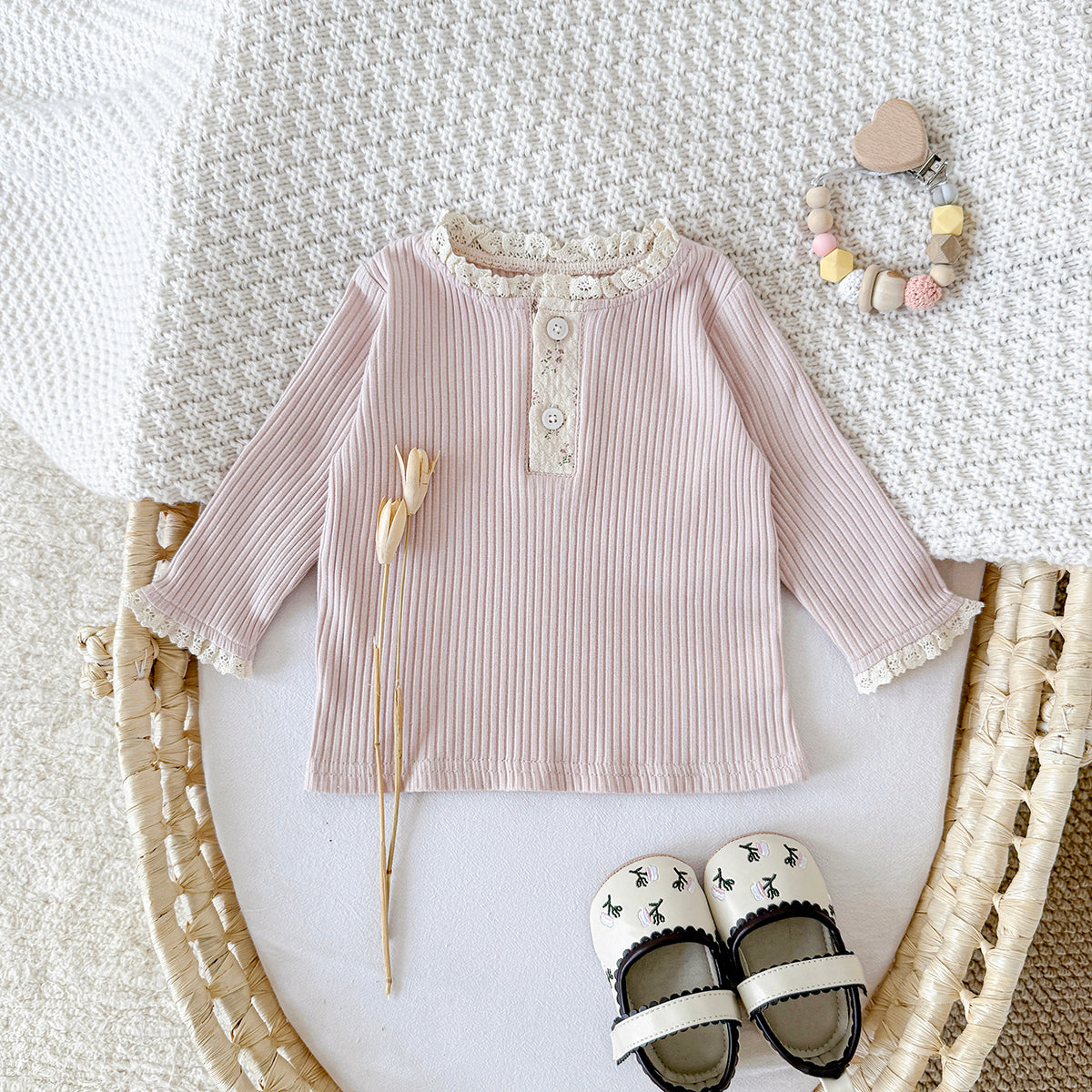 Baby Girls Cotton Ruffle Trim Long Sleeve T-Shirt Spring Autumn 6Months-7Years