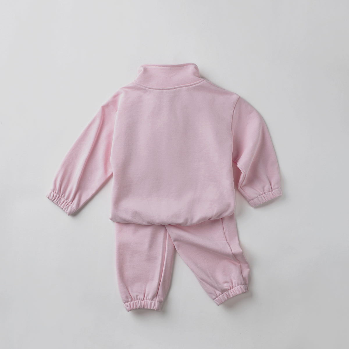 Versatile Kids Solid Half Zip 2Pcs Set Drop Shoulder Sweatshirt Casual Jogger For Girls
