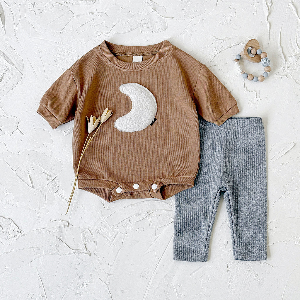 Baby Boys Orange Romper and Gray Pants Outfit Set 0-12Months