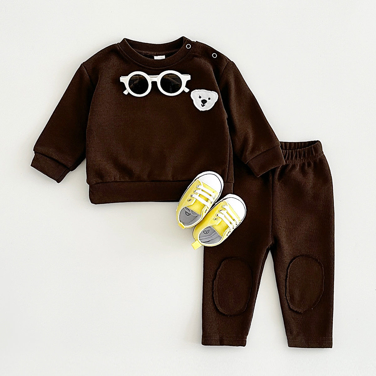 Neutral Baby Animal Pattern Sports Set 1-3 Years Old