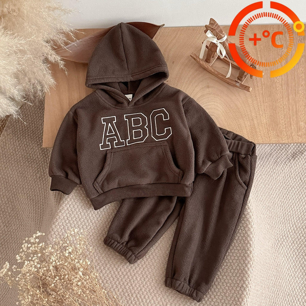 Hooded Autumn Winter Set for Baby Boys with ABC Letter Embroidery