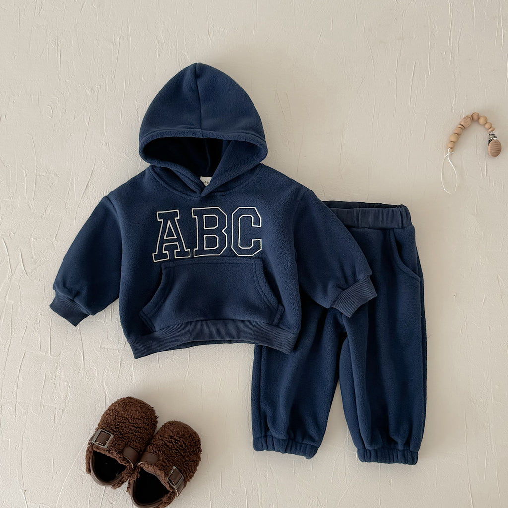Hooded Autumn Winter Set for Baby Boys with ABC Letter Embroidery