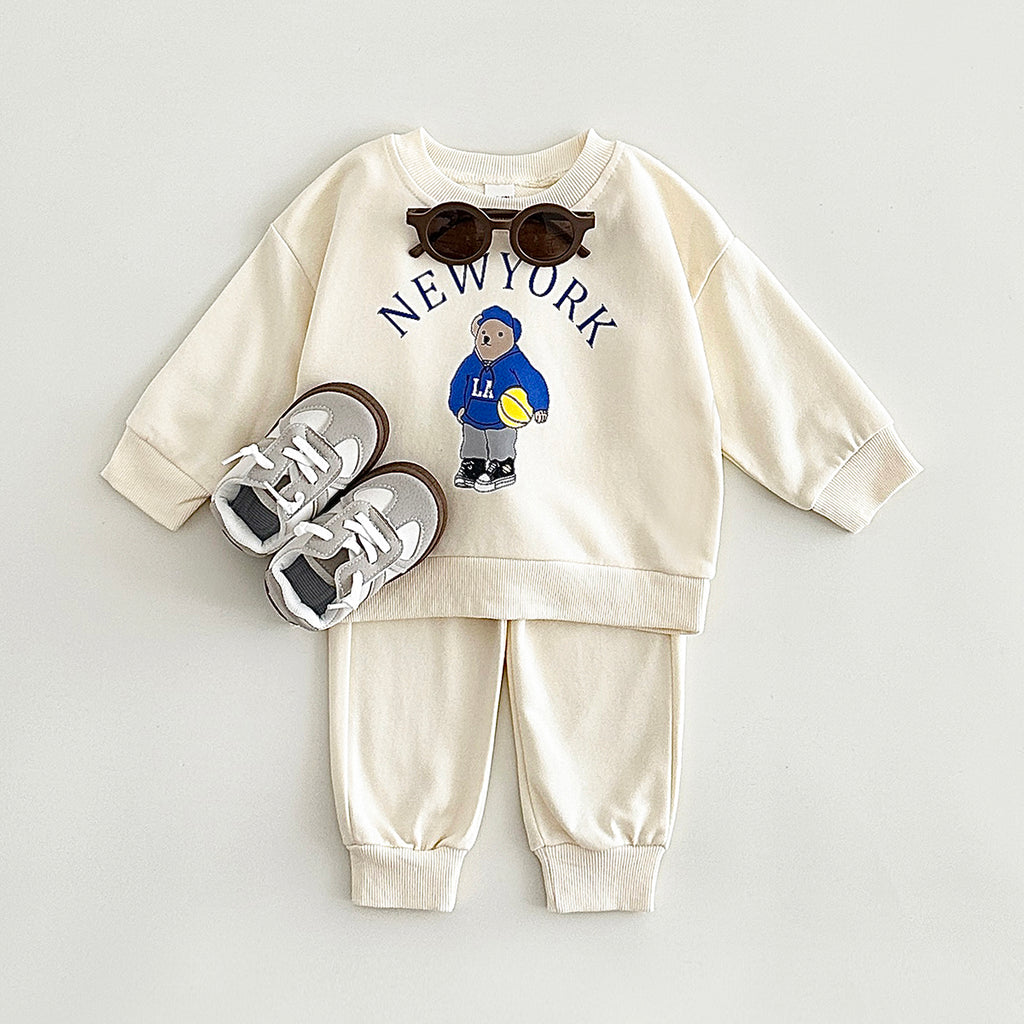 Neutral Baby Bear Pattern Printed Sports Set 1-4 Years Old
