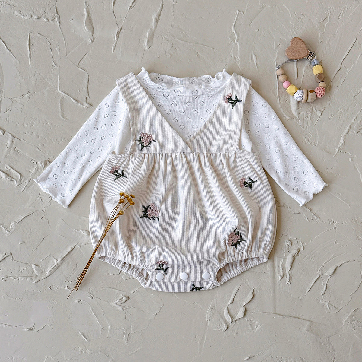 Baby Floral Embroidered Romper and Pants Set Spring Autumn 1-18 Months Old