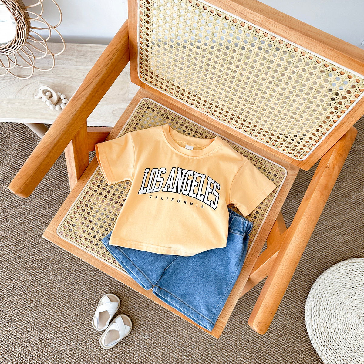 Summer Casual Letter Print Short Sleeve T-shirt & Jeans