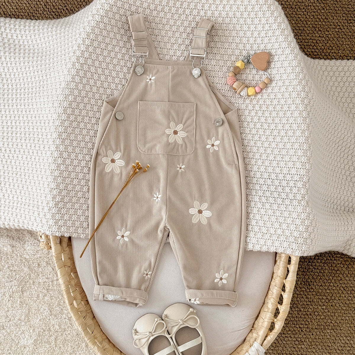 Women's and Baby Floral Embroidered Fleece Wraparound Pants 0-3 Years Old