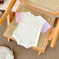 Color Spliced Short Sleeve Romper for Baby Boys & Girls, Summer