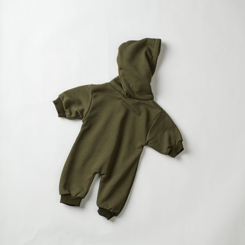 Neutral baby solid color hooded jumpsuit 1-18 months