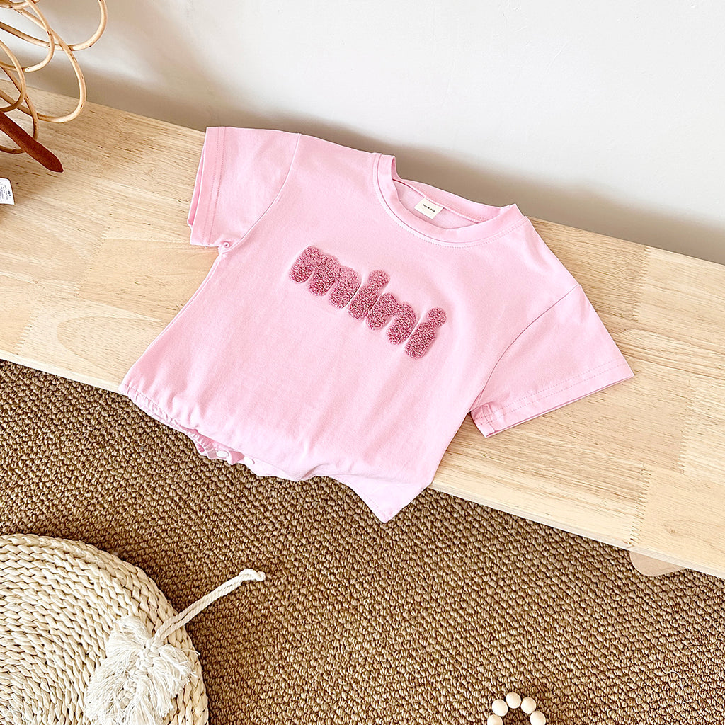 Summer Letter Embroidery Short Sleeve Romper