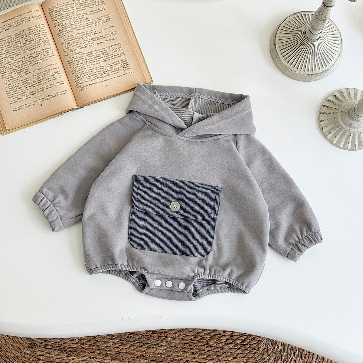 Baby Hooded Long Sleeve Cotton Blend Romper Spring Autumn 1-18 Months Old