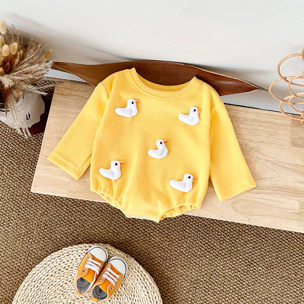 Spring Autumn Infant 3D Mushroom Romper, Cute Duck Baby Onesie