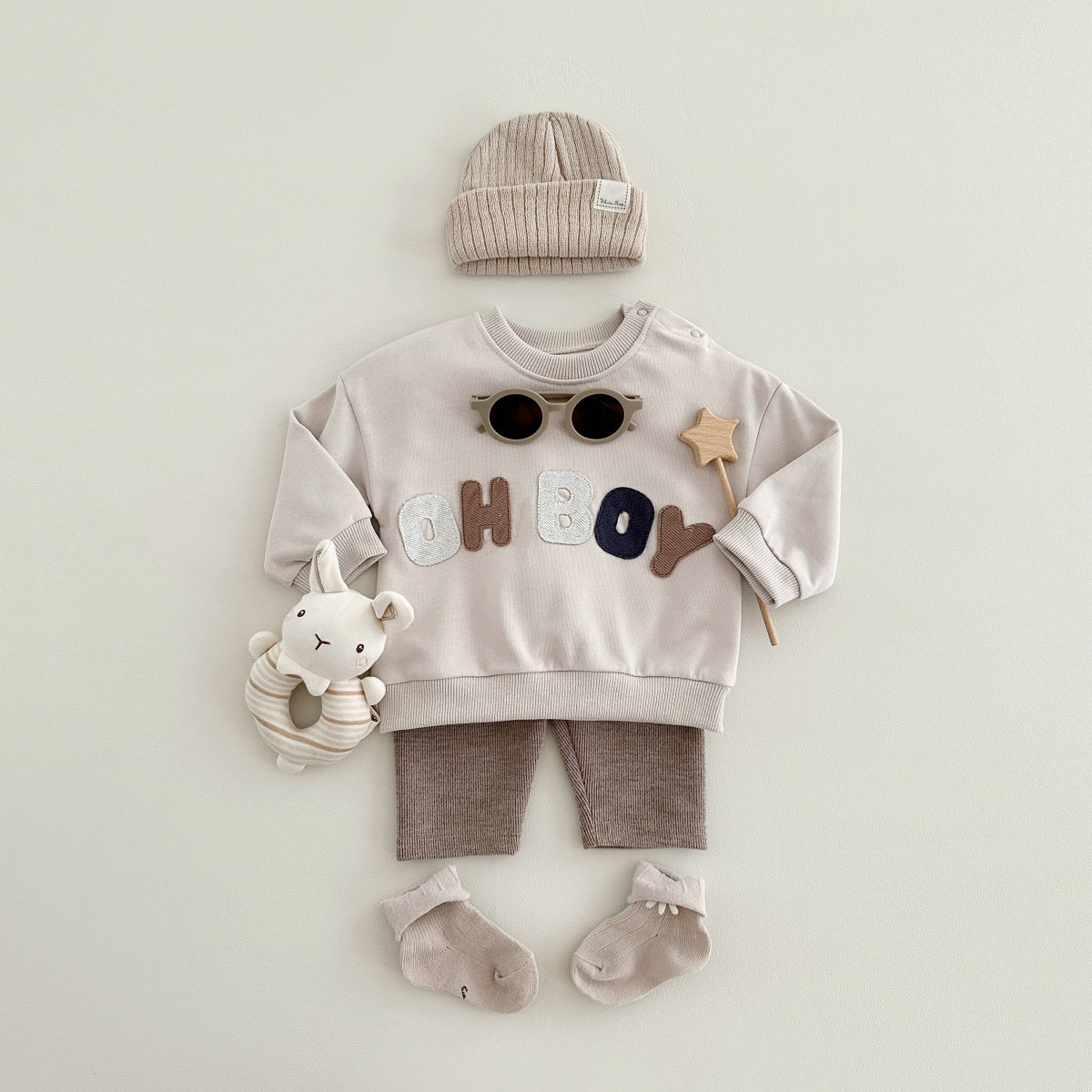 Neutral Baby Letter Pattern Sports Set 1-3 Years Old