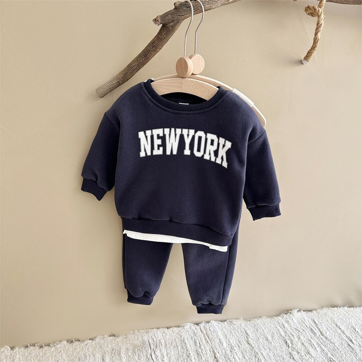 Tri Color Letter Embroidery Velvet Winter Set 0-4 Years old