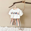 Summer Casual Embroidery Short Sleeve T-shirt & Colorful Shorts