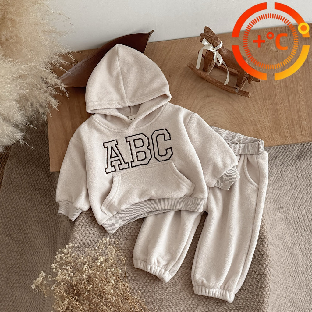 Hooded Autumn Winter Set for Baby Boys with ABC Letter Embroidery