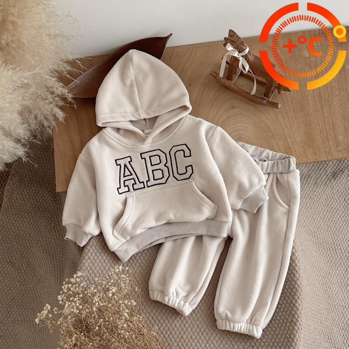 Hooded Autumn Winter Set for Baby Boys with ABC Letter Embroidery