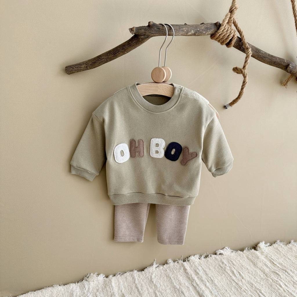 Neutral Baby Letter Pattern Sports Set 1-3 Years Old