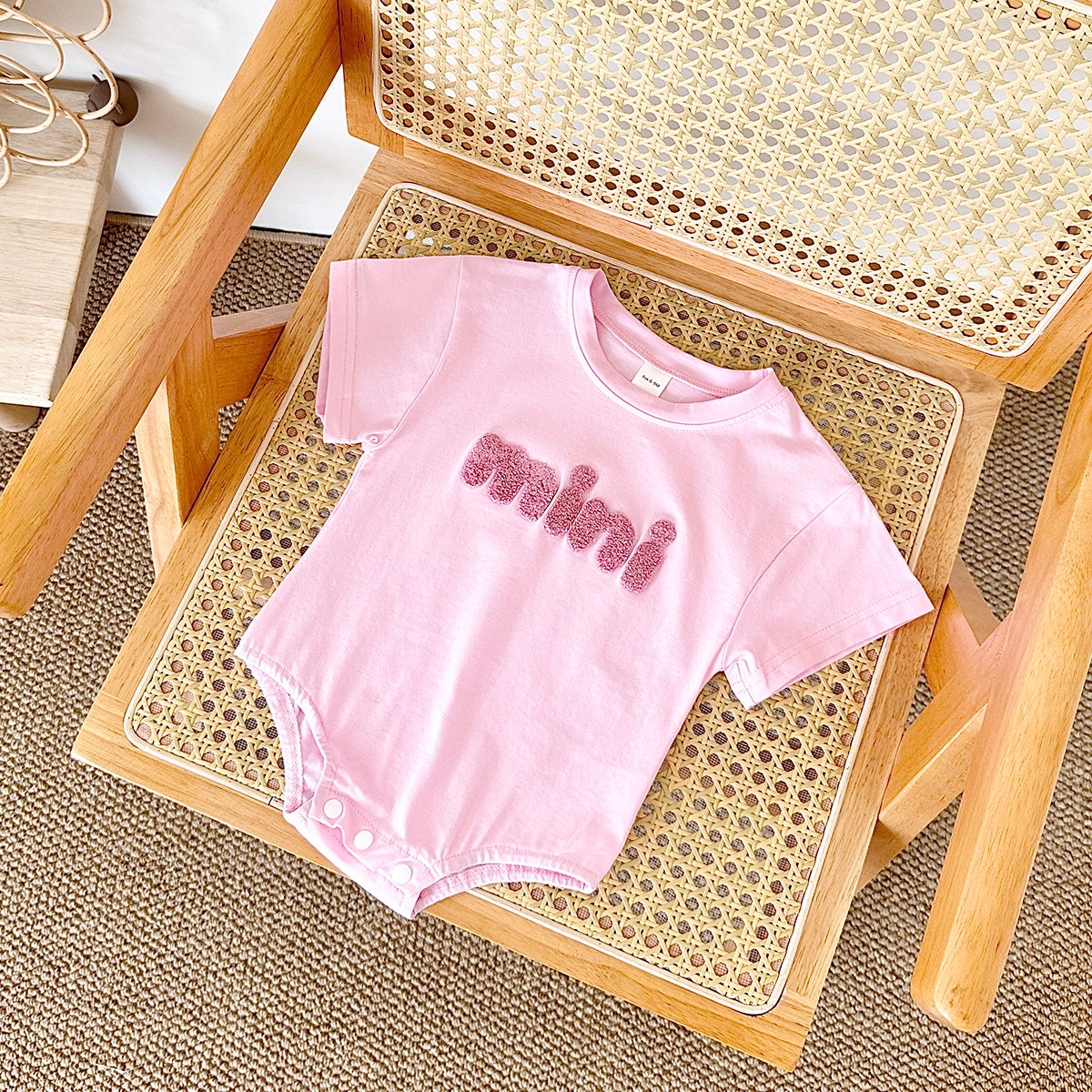 Summer Letter Embroidery Short Sleeve Romper