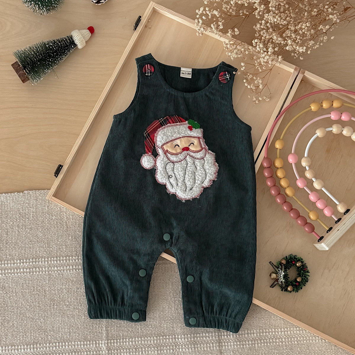 Santa Head Festive Overalls for Baby Boys & Girls