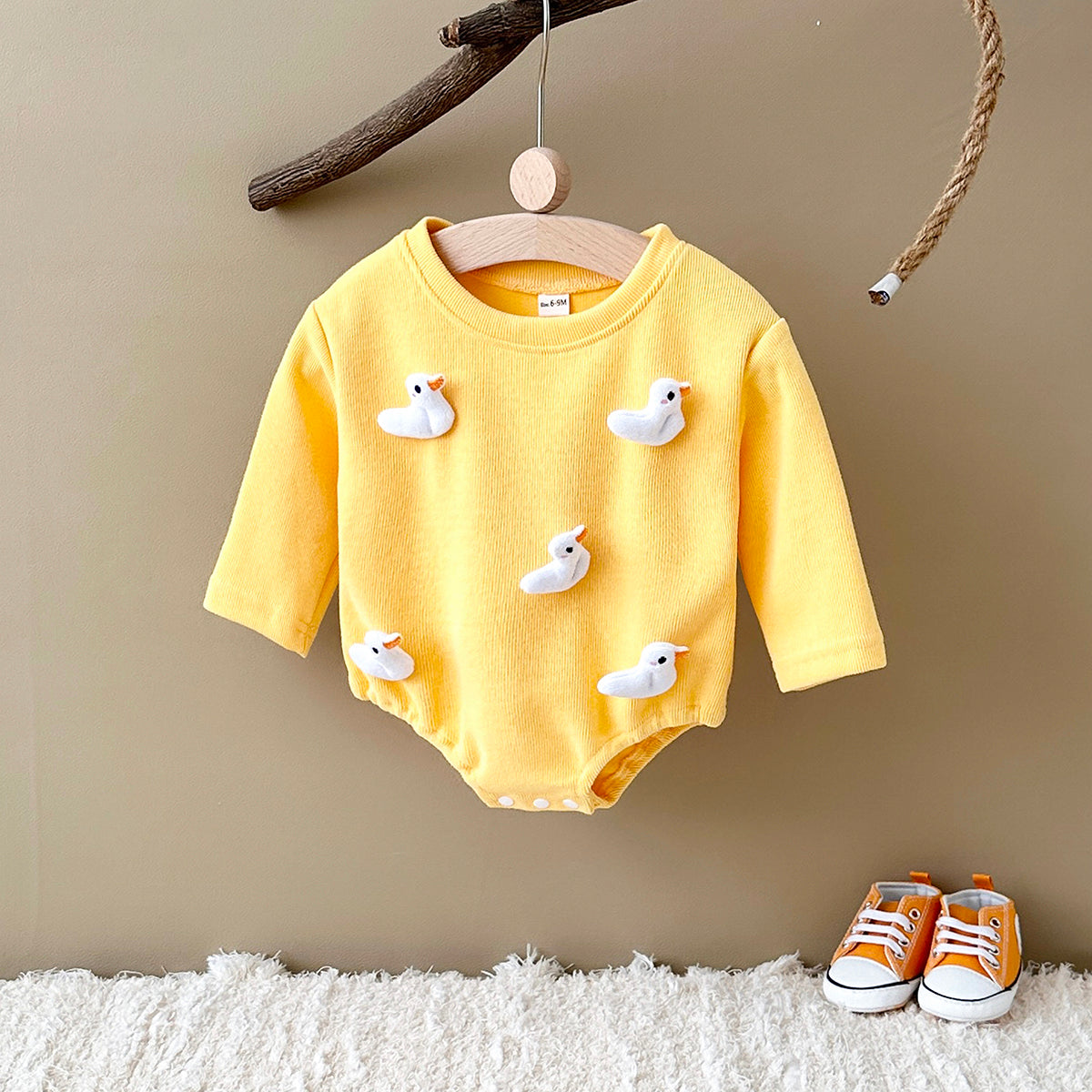 Spring Autumn Infant 3D Mushroom Romper, Cute Duck Baby Onesie