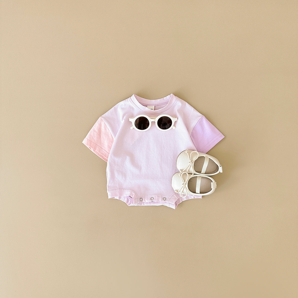 Gradient Spliced Short Sleeve Romper for Baby Boys & Girls