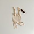 Neutral baby ribbed knitted suspender pants
