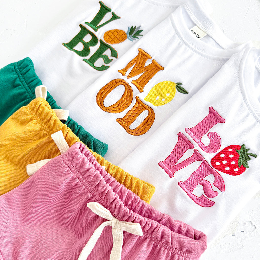 Summer Casual Colorful Letter Embroidery Set