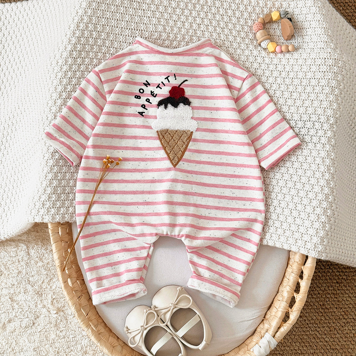 Baby Long Sleeve Food Embroidered Jumpsuit Romper 1-18 Months