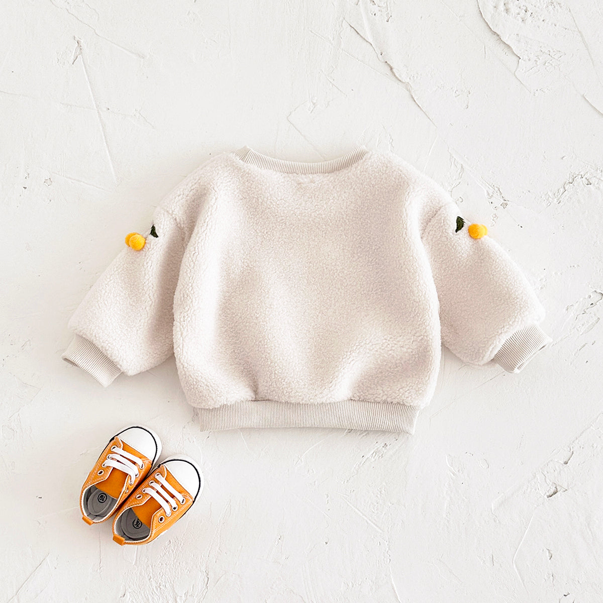 Simple Crewneck Kids Fleece Sweatshirt, 3D Cherry Fun Cute Baby Top