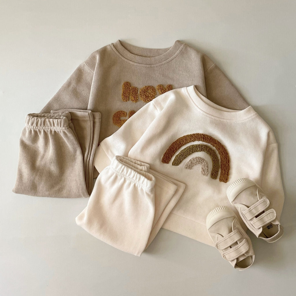 Neutral Baby Letter Embroidery Pattern Sports Set 1-3 Years Old