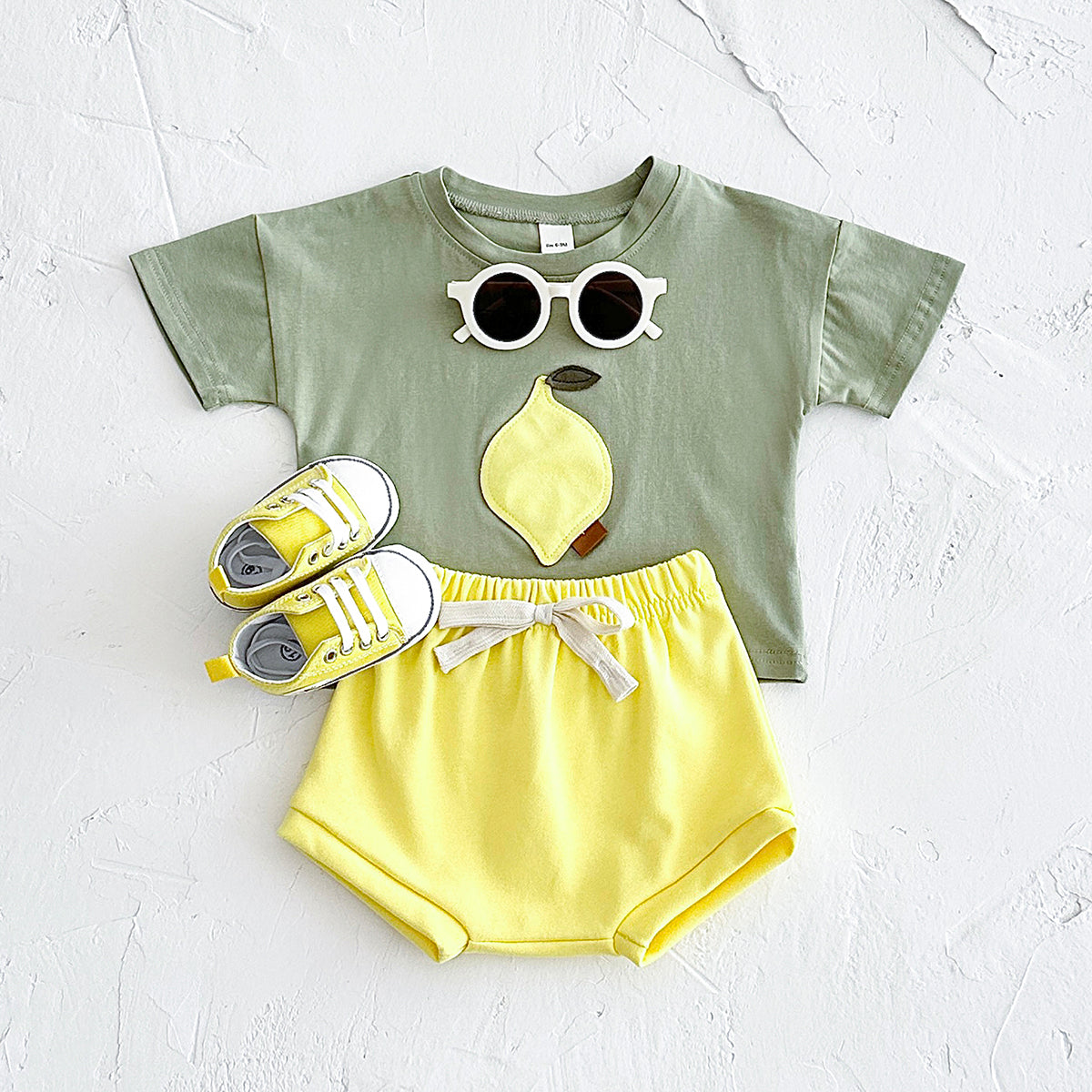 Cartoon Fruit Applique Summer 2-Piece Set