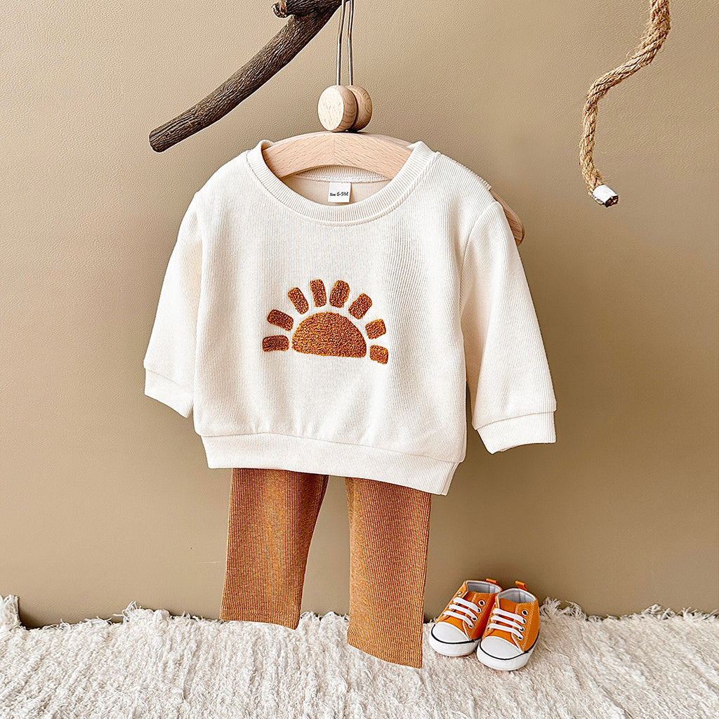 Toddler Sun Moon Sweatshirt Set, Korean Loose Fit Baby Outfit