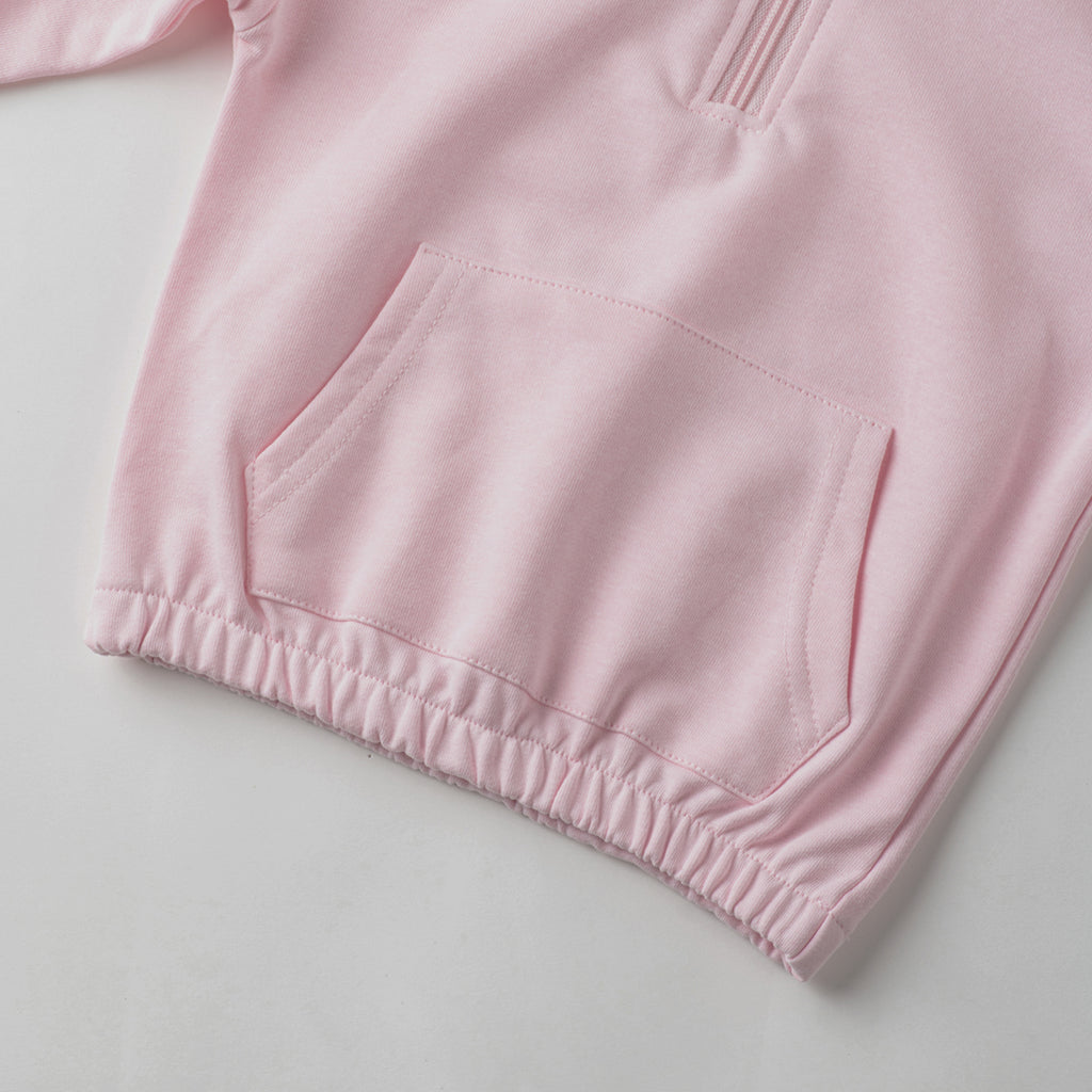 Versatile Kids Solid Half Zip 2Pcs Set Drop Shoulder Sweatshirt Casual Jogger For Girls