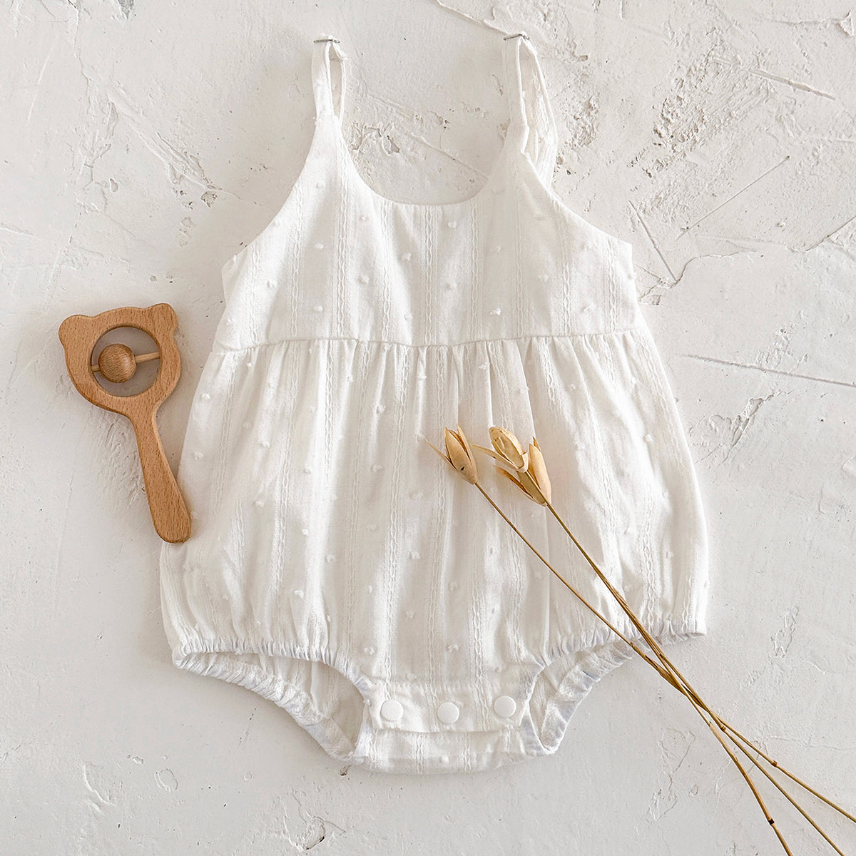 Summer White Cami Romper for Baby Girls