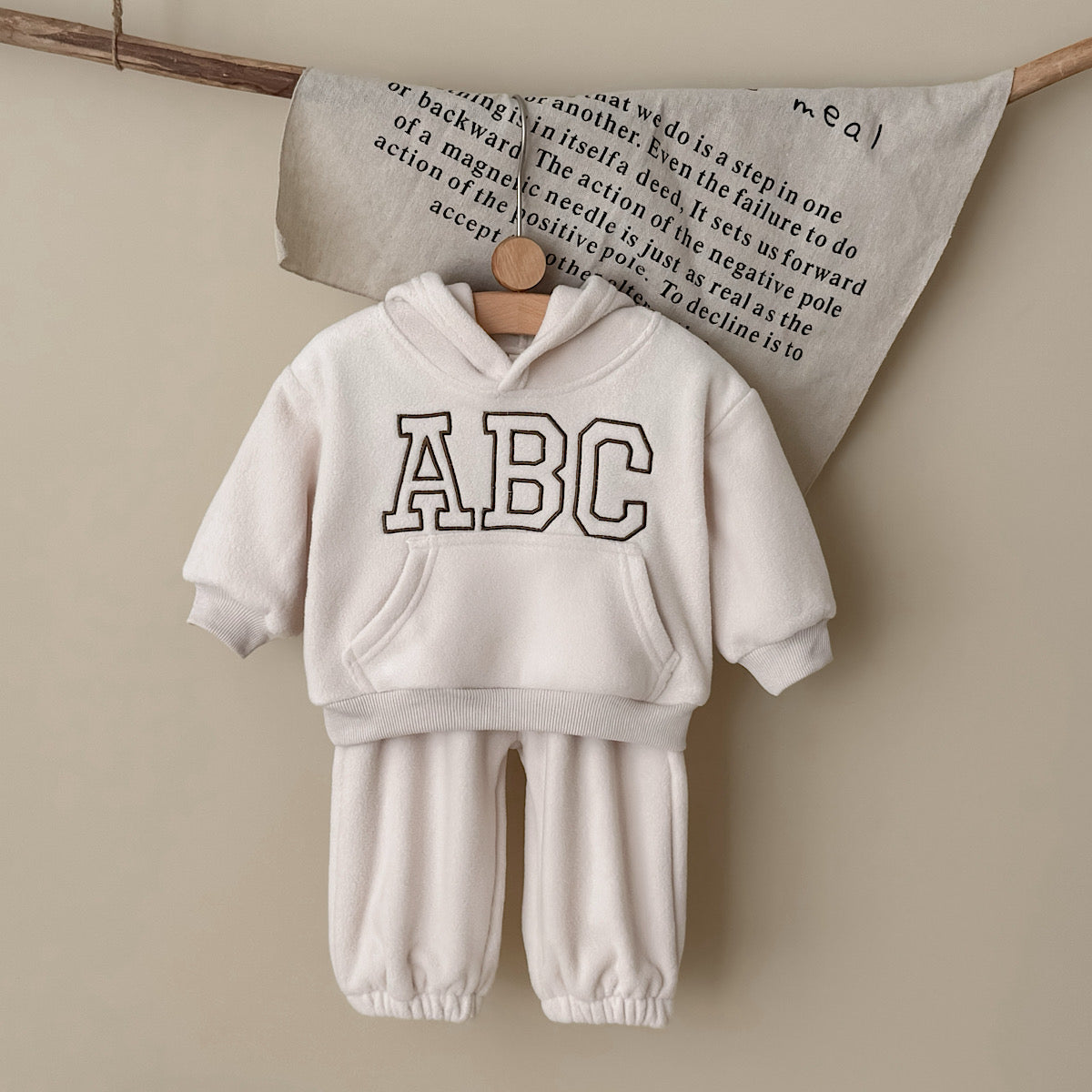 Hooded Autumn Winter Set for Baby Boys with ABC Letter Embroidery