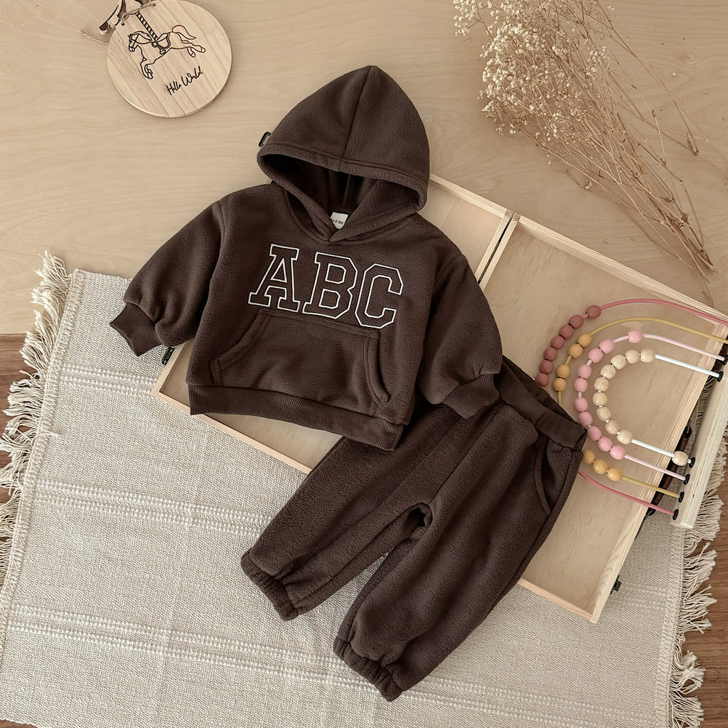 Hooded Autumn Winter Set for Baby Boys with ABC Letter Embroidery