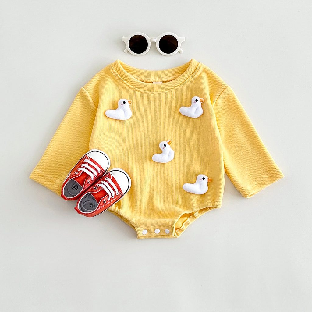 Spring Autumn Infant 3D Mushroom Romper, Cute Duck Baby Onesie