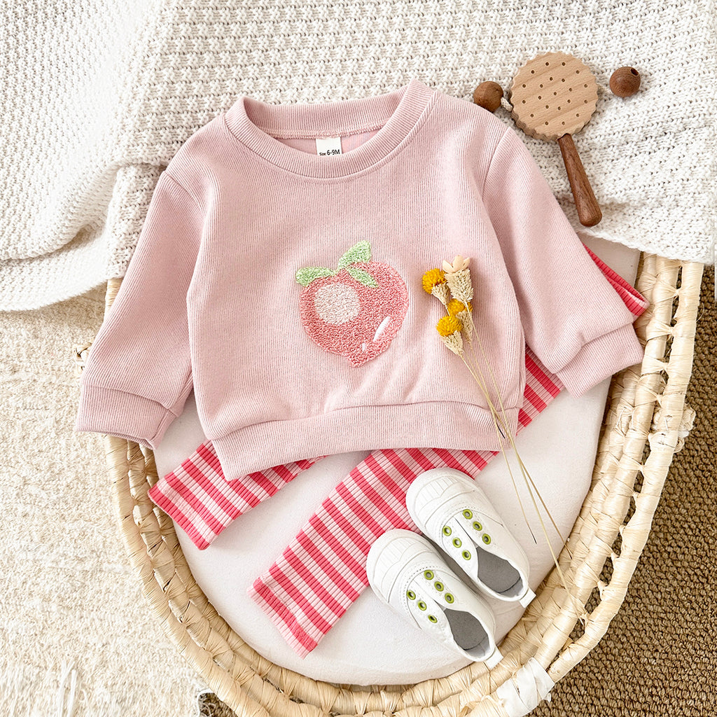 Fresh Cartoon Fruit Baby Sweatshirt, Daily Wear Kids Clothing Set
