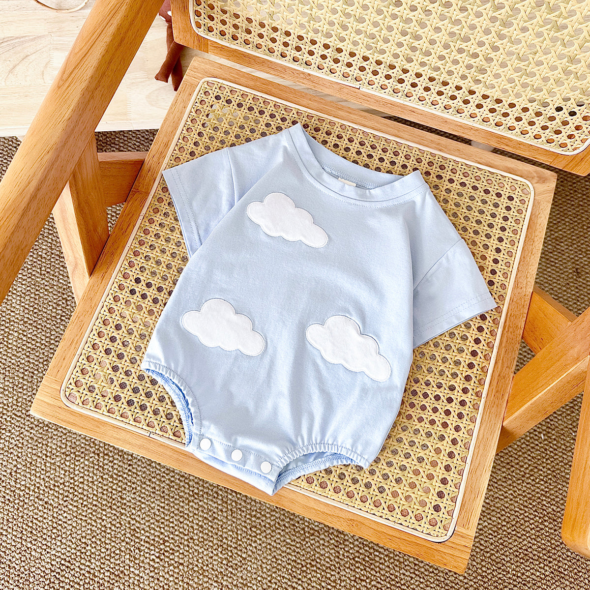 Summer 3D Cloud Flower Heart Short Sleeve Romper