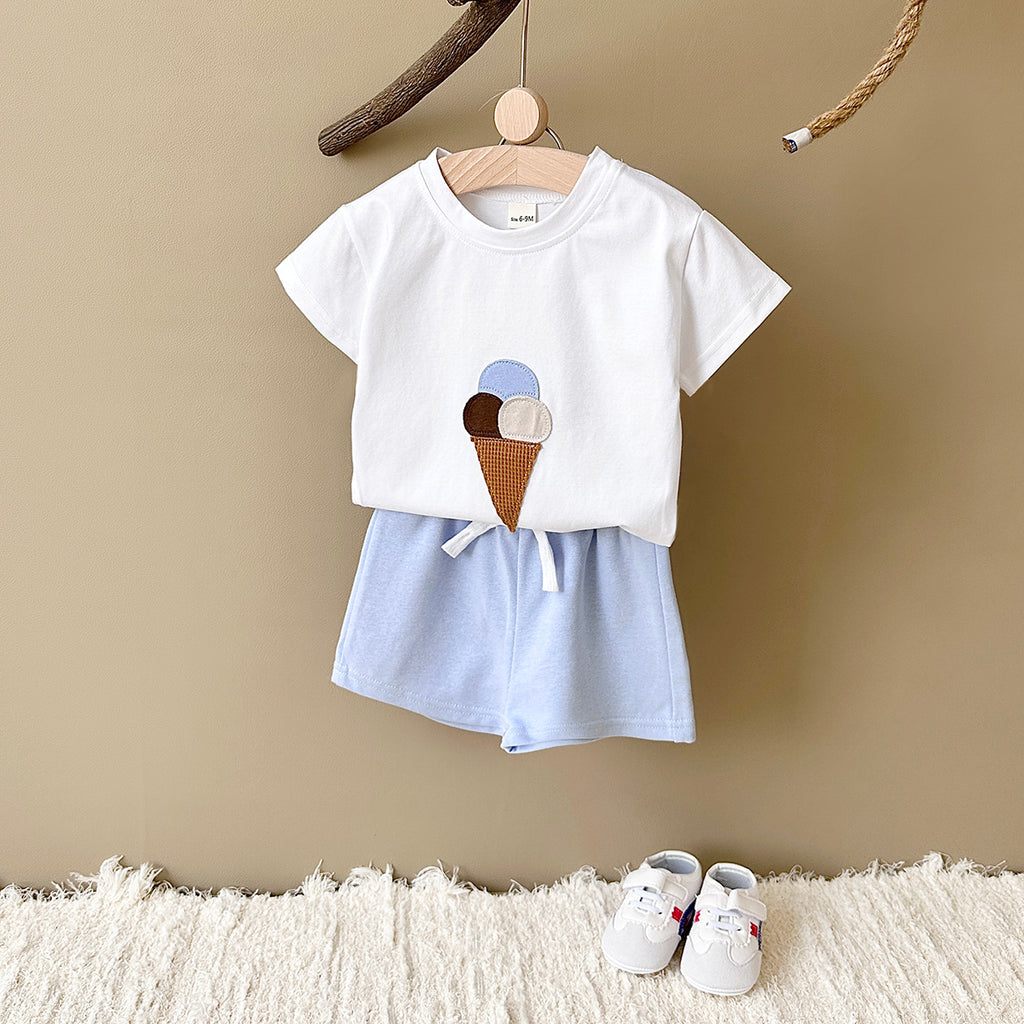 Cute Cartoon Ice Cream Cone Summer 2-Piece Set
